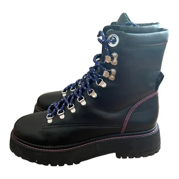 Larroude Jordan Low Leather Combat Boots Size 10