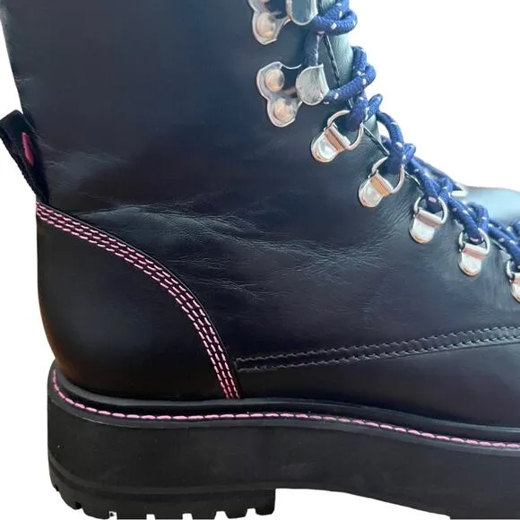Larroude Jordan Low Leather Combat Boots Size 10