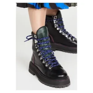 Larroude Jordan Low Leather Combat Boots Size 10
