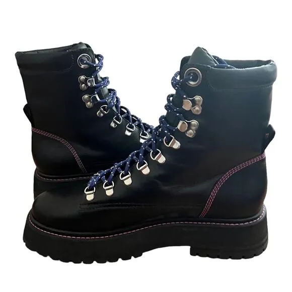 Larroude Jordan Low Leather Combat Boots Size 10