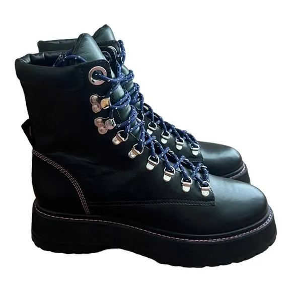 Larroude Jordan Low Leather Combat Boots Size 10