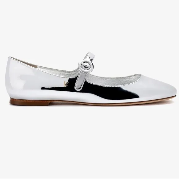 Larroude Silver Metallic Flats