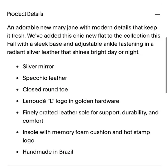 Larroude Silver Metallic Flats