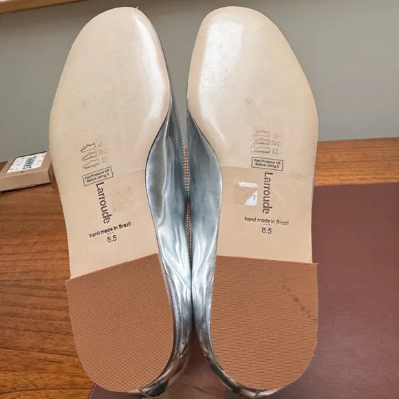 Larroude Silver Metallic Flats