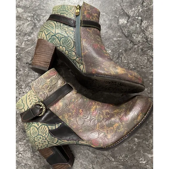 L'ARTISTE TALLULAH by Spring StepWomens Hand Painted Leather Boot Side Zip 42/11