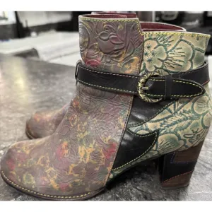 L'ARTISTE TALLULAH by Spring StepWomens Hand Painted Leather Boot Side Zip 42/11