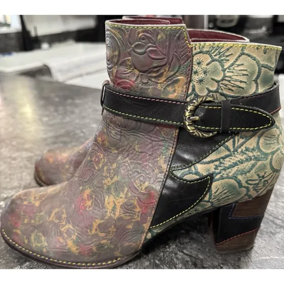 L'ARTISTE TALLULAH by Spring StepWomens Hand Painted Leather Boot Side Zip 42/11