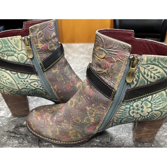 L'ARTISTE TALLULAH by Spring StepWomens Hand Painted Leather Boot Side Zip 42/11