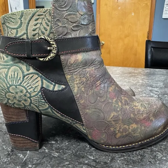 L'ARTISTE TALLULAH by Spring StepWomens Hand Painted Leather Boot Side Zip 42/11