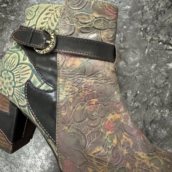 L'ARTISTE TALLULAH by Spring StepWomens Hand Painted Leather Boot Side Zip 42/11