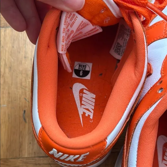 LAST CALL Nike Kids Orange and White dunks