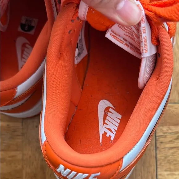 LAST CALL Nike Kids Orange and White dunks