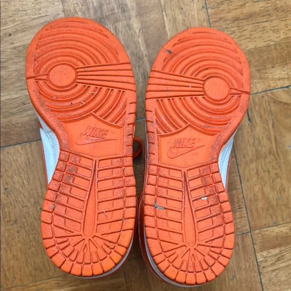 LAST CALL Nike Kids Orange and White dunks