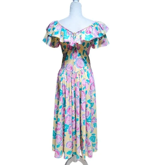 Laura Ashley Signature Print Vintage Early 1980's Batsheva romantic Dres…