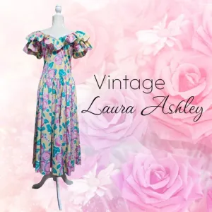 Laura Ashley Signature Print Vintage Early 1980's Batsheva romantic Dres…