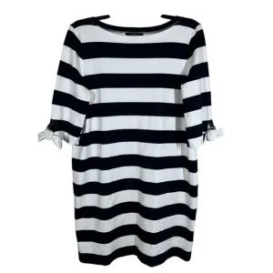 Lauren Ralph Lauren Black Striped Boat Neck Dress Women's XL Nautical Preppy