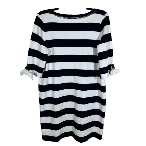 Lauren Ralph Lauren Black Striped Boat Neck Dress Women's XL Nautical Preppy