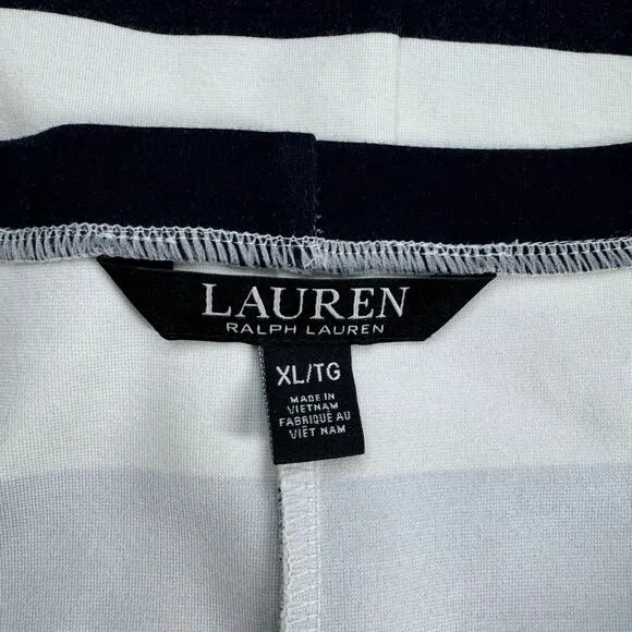 Lauren Ralph Lauren Black Striped Boat Neck Dress Women's XL Nautical Preppy