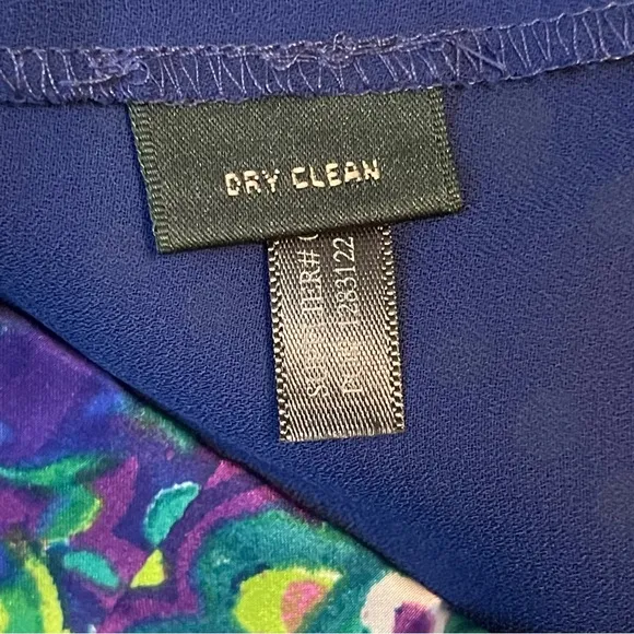 Lauren Ralph Lauren Blue Green Floral Satin Sheath Dress Womens Size 2 Tropical