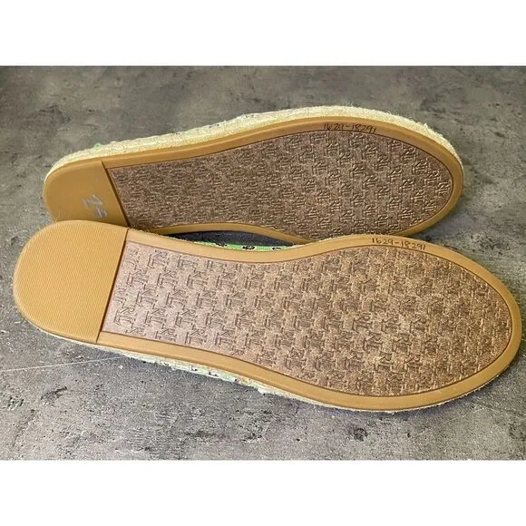 Lauren Ralph Lauren Cameryn Espadrille Flats Women's 10B Pink Green Paisley‎