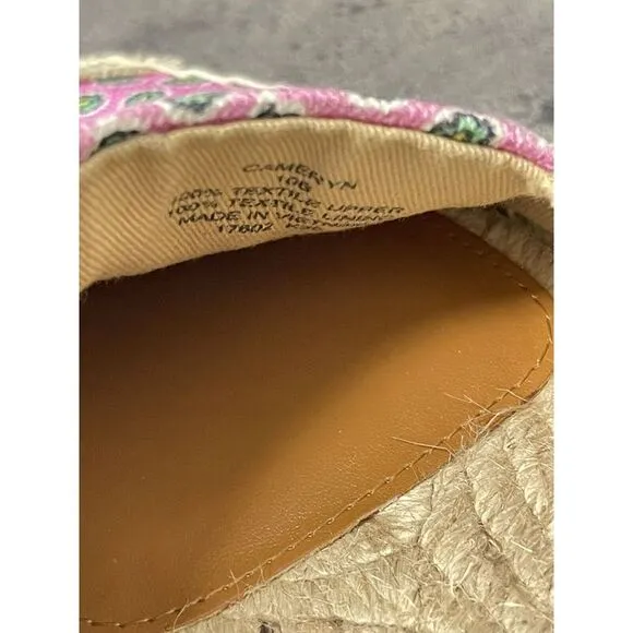 Lauren Ralph Lauren Cameryn Espadrille Flats Women's 10B Pink Green Paisley‎