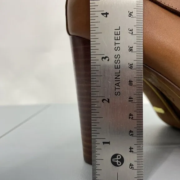 Lauren Ralph Lauren Vianca Heel Ankle Booties Buckles Zip Leather Brown Women 9