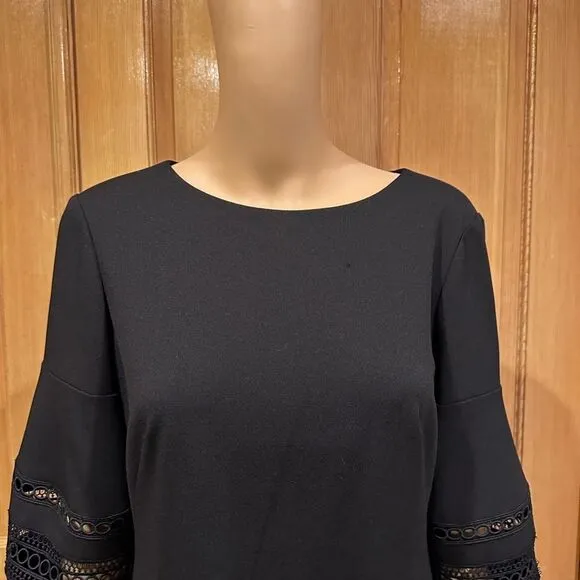 Lauren Ralph Lauren Black SZ 8 boat neck islet accent on sleeve