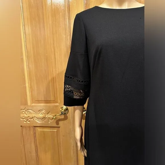 Lauren Ralph Lauren Black SZ 8 boat neck islet accent on sleeve