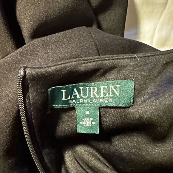 Lauren Ralph Lauren Black SZ 8 boat neck islet accent on sleeve