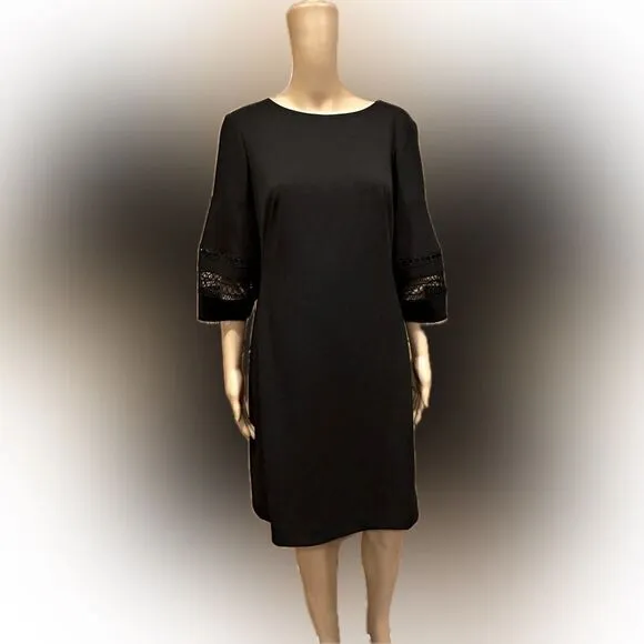 Lauren Ralph Lauren Black SZ 8 boat neck islet accent on sleeve