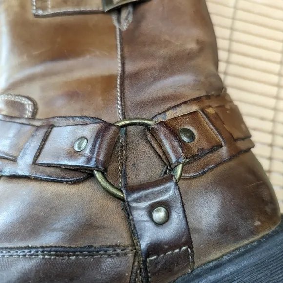 Lavorazione Artigiana NATHA Brown Leather Side Zip Harness Western Moto Boho Boo