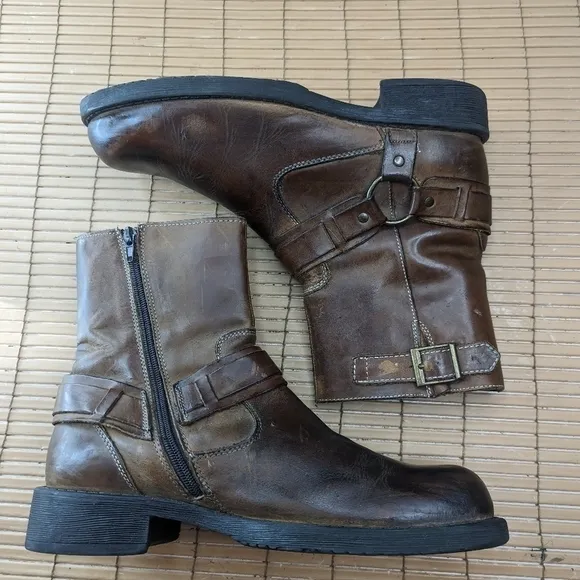 Lavorazione Artigiana NATHA Brown Leather Side Zip Harness Western Moto Boho Boo