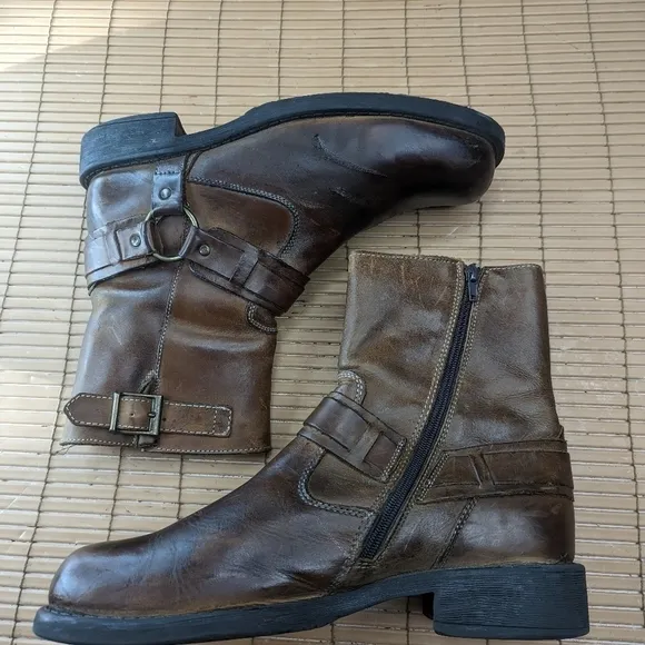 Lavorazione Artigiana NATHA Brown Leather Side Zip Harness Western Moto Boho Boo