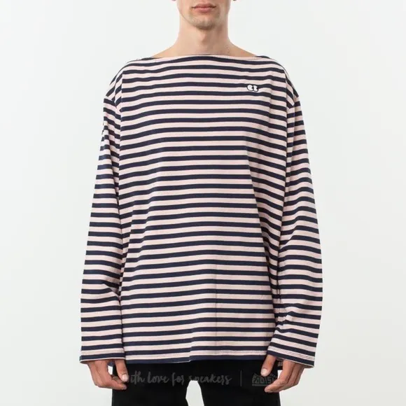 LAZY OAF Pink/Navy Striped Boat Neck Long Sleeve