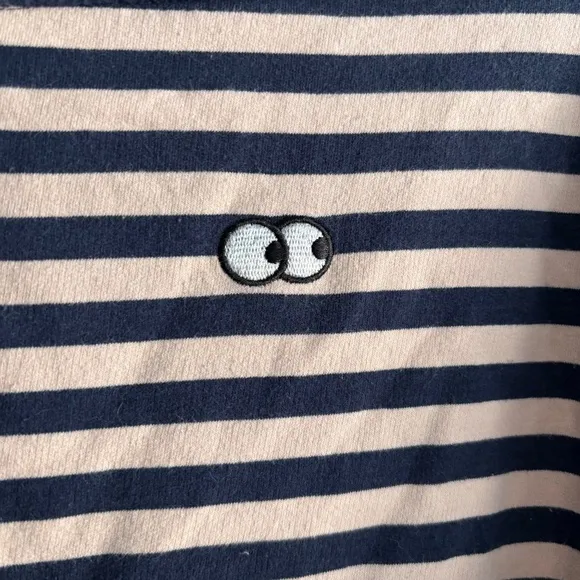 LAZY OAF Pink/Navy Striped Boat Neck Long Sleeve