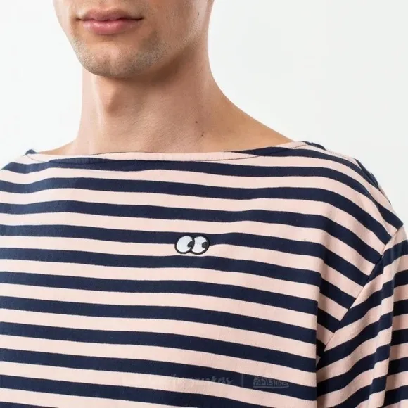 LAZY OAF Pink/Navy Striped Boat Neck Long Sleeve