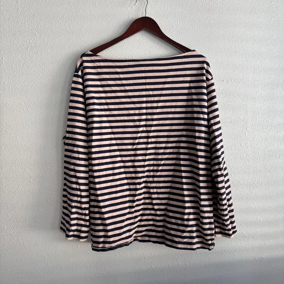 LAZY OAF Pink/Navy Striped Boat Neck Long Sleeve