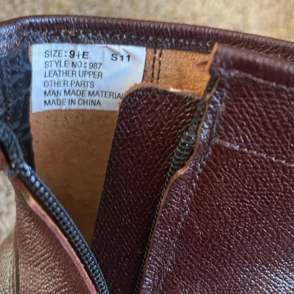 Leather Classics Burgundy Leather Ankle Side Zip Boots Size 9.5