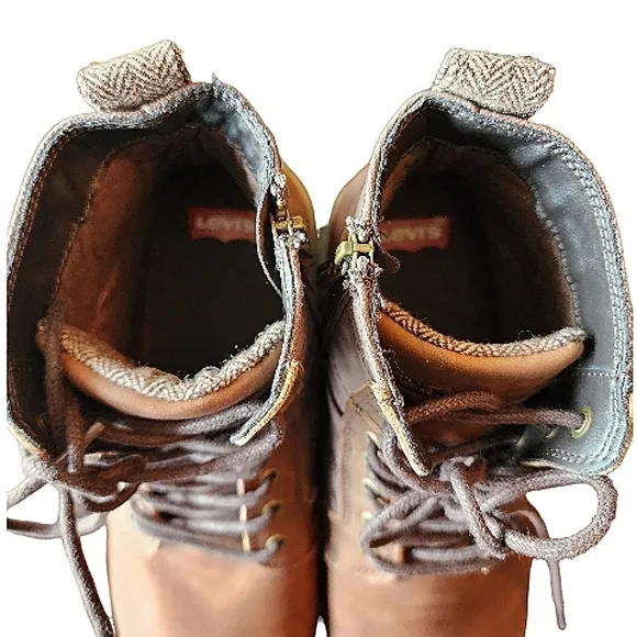 Levi's brown Cobalt brown leather and canvas boots size 11