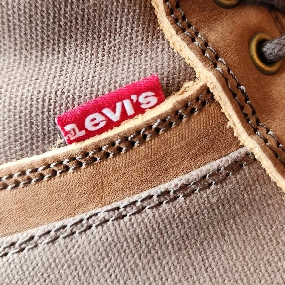 Levi's brown Cobalt brown leather and canvas boots size 11