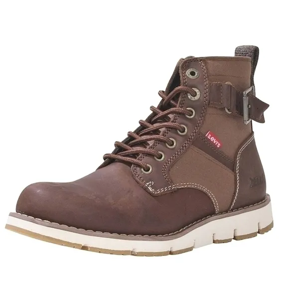 Levi's brown Cobalt brown leather and canvas boots size 11