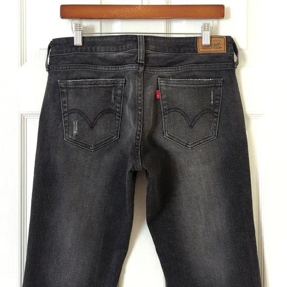 Levi's Y2K 545 Classic Low Rise Slim Fit Ankle Boot Cut Jeans Faded Black 8