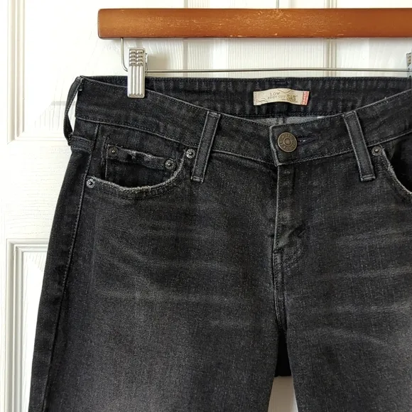 Levi's Y2K 545 Classic Low Rise Slim Fit Ankle Boot Cut Jeans Faded Black 8