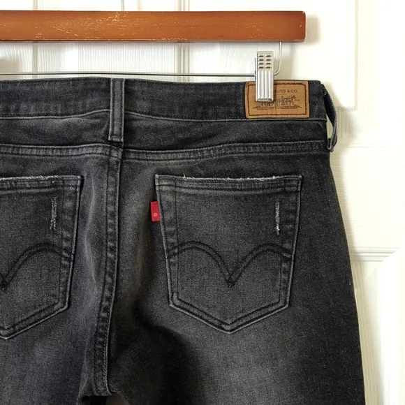 Levi's Y2K 545 Classic Low Rise Slim Fit Ankle Boot Cut Jeans Faded Black 8