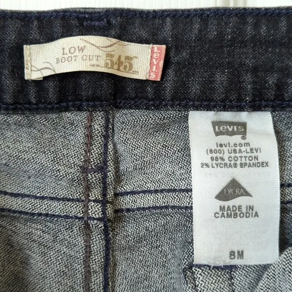 Levi's Y2K 545 Classic Low Rise Slim Fit Ankle Boot Cut Jeans Faded Black 8