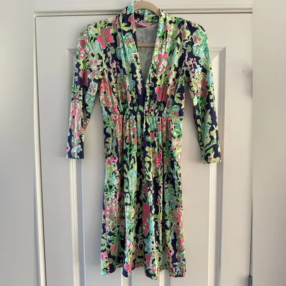 Lilly Pulitzer Alexandra Dress SZ XS Navy Southern Charm
