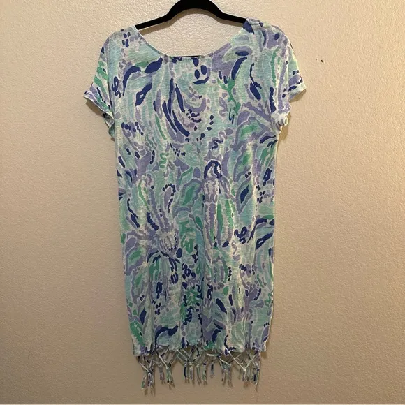 Lilly Pulitzer Beach Comber Lilac Nice Ink Blue Purple Short Sleeve Mini Dress M