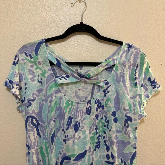 Lilly Pulitzer Beach Comber Lilac Nice Ink Blue Purple Short Sleeve Mini Dress M