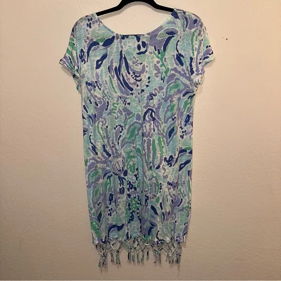 Lilly Pulitzer Beach Comber Lilac Nice Ink Blue Purple Short Sleeve Mini Dress M