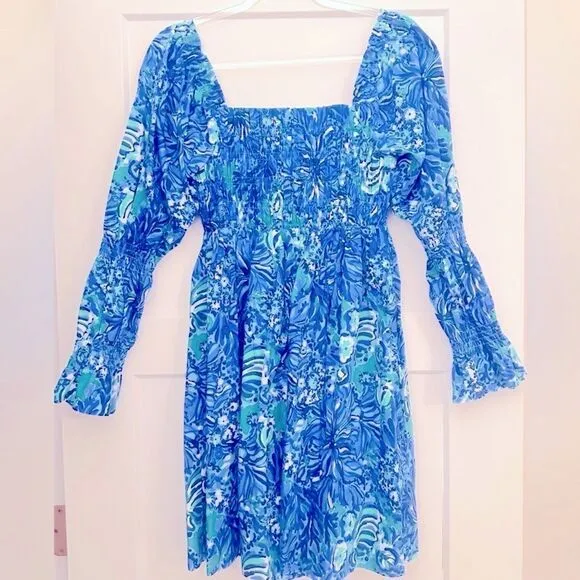 Lilly Pulitzer BEYONCA BABYDOLL DRESS - ABACO BLUE IN TURTLE AWE